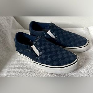 Vans Classic Slip On Blue Checkerboard Asher Deluxe Comfort Sneakers Men’s 8